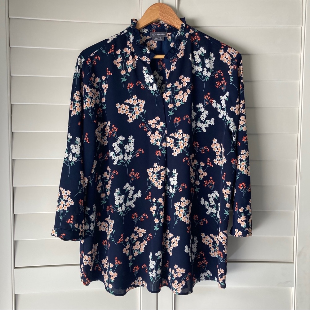 Van Heiden Blue Floral Blouse